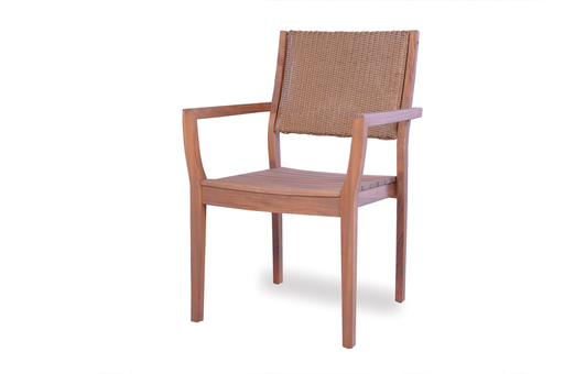 LOOM BACK TEAK DINING ARM CHAIR