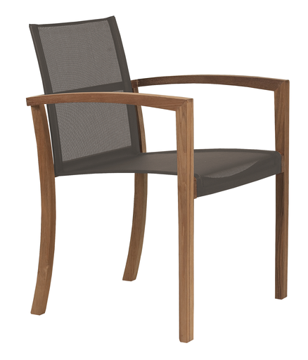 XQI STACKING ARM CHAIR/TEAK FRAME/BRONZE BATYLINE