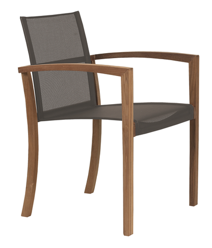 XQI STACKING ARM CHAIR/TEAK FRAME/BRONZE BATYLINE