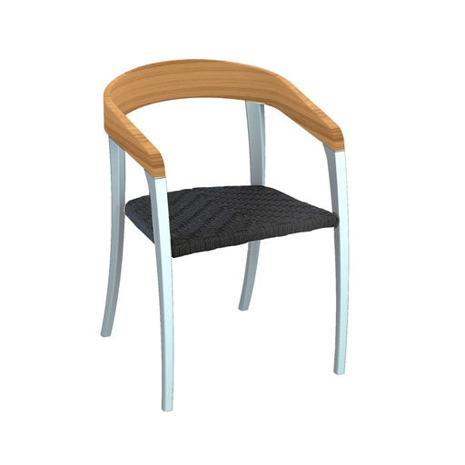 JIVE DINING CHAIR/BLK PC ALUMINUM/TEAK BACK/OLEFIN FIBER SEAT