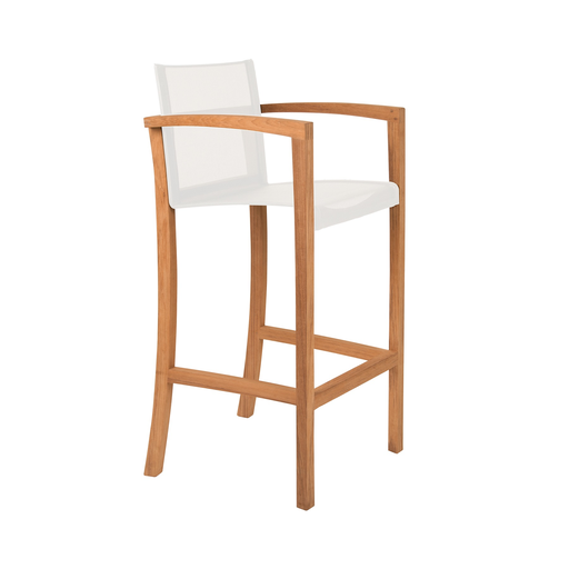 XQI BAR CHAIR/TEAK FRAME/WHITE BATYLINE