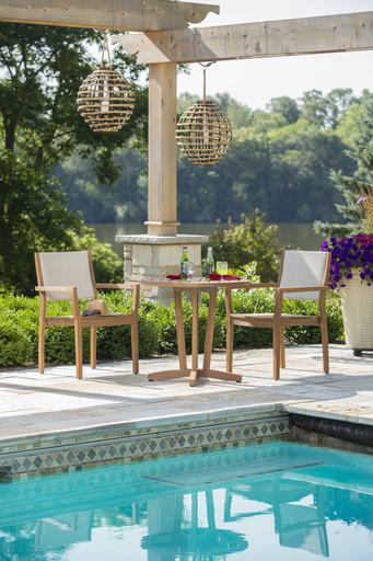 LOOM BACK TEAK DINING ARM CHAIR